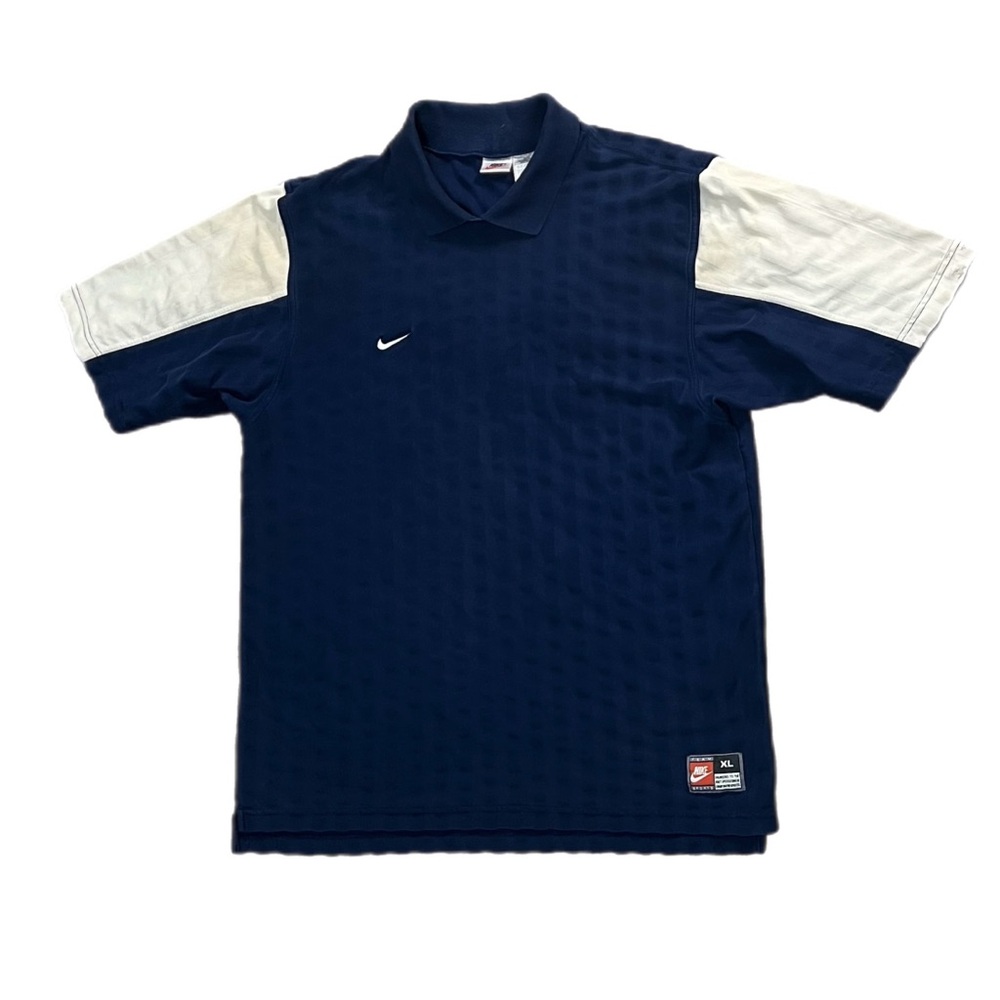 Vintage White Tag Collared Nike Soccer Jersey Navy Blue Size XL